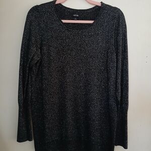 Apt. 9 Black and Silver Metallic Glitter Top